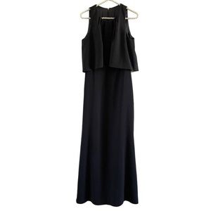 LELA ROSE black bridesmaid maxi dress. Size 6. Sleeveless, ruffled crew neck. 😍